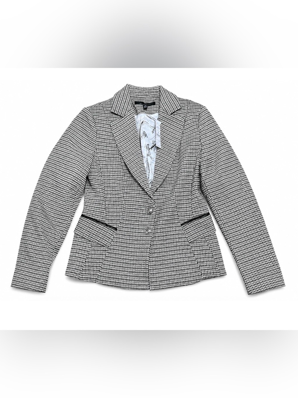 WHITE HOUSE BLACK MARKET WHBM NEUTRAL HOUNDSTOOTH SIGNATURE BLAZER JACKET 10